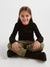 Reserved Girl's Black Embroidered Cotton High Neck Long Sleeve Blouse | Reserved In Lebanon