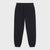 Black jogger sweatpants with an elastic waistband and ribbed ankle cuffs, shown flat against a light gray background.