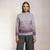 Sinsay Women's Grey Striped Knitted Ribbed Neck and Cuffs Sweater