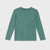 A long-sleeve crewneck t-shirt in a muted sage green color, displayed flat against a light gray background.