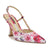 Floral high-heeled shoe on a white background