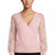 Madden Girl Women's Pink V-Neckline Sheer Long-Sleeve Blouse