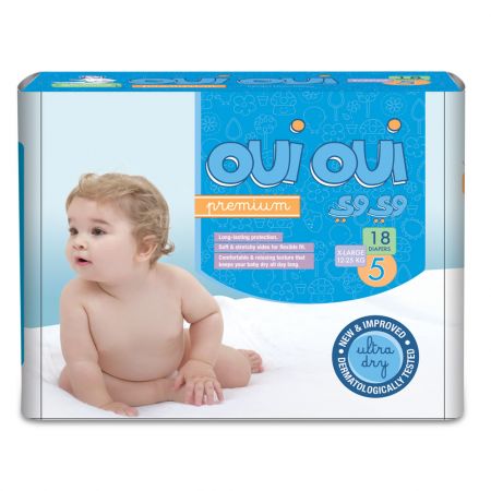 Oui Oui Premium Baby Diapers Mini Pack X-Large Size:5 , 18 Count 12-25 Kg