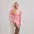 Sinsay Women's Pink Long Sleeve Floral Printed Dress