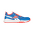 Blue and orange athletic shoe on a white background
