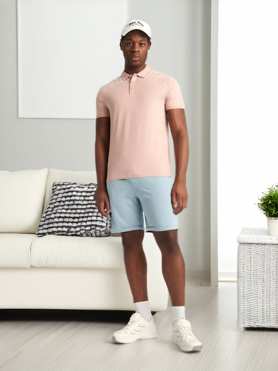 Sinsay Men's Pastel Pink Polo Neck T-Shirt|Sinsay In Lebanon