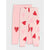 A pair of children's pink leggings with a heart pattern, featuring one solid light pink leg and one patterned leg with red and light pink hearts, displayed on a light gray background.