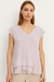 Mango Women's Light Purple V-neck Cap Sleeve Blouse |Mango In Lebanon