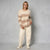 Sinsay Women's Beige Stripped Color Block Knit Sweater