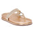 A single metallic gold thong sandal with a textured strap and a silver-tone ring detail, shown on a plain white background.