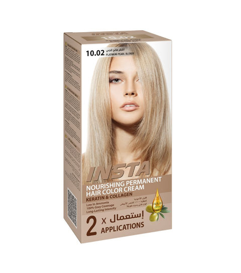 Insta Hair Coloring Cream Keratin & Collagen 10.02 Platinum Pearl Blonde 110ml