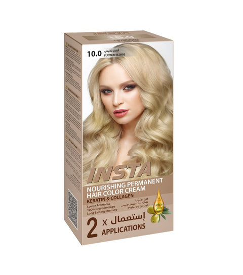 Insta Hair Coloring Cream Keratin & Collagen 10.0 Platinum Blonde 110ml