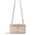 Beige crossbody bag with a strap on a white background