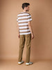 Sinsay Men's Brown and White Striped Crew Neck T-Shirt | Sinsay in Lebanon