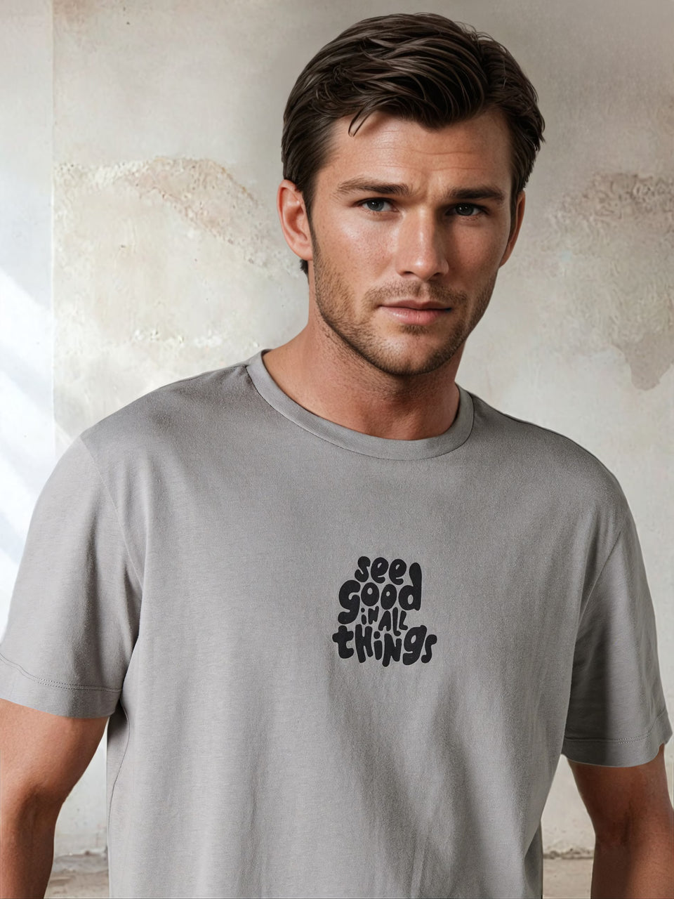 Sinsay Men's Grey Printed Basic T-Shirt | Sinsay In Lebanon
