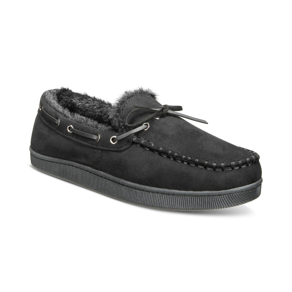 Club Room Men's Black Faux-Suede Moccasin Slippers
