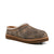 Brown slipper with a textured sole on a white background