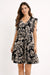 Anne Klein Women's Black/Beige Plus Size Printed V-Neck Ruffled Midi Dress| Anne Klein in Lebanon