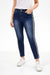 White Mark Women's Blue Super Stretch Denim with Cheetah Pannel Jeans | White Mark in Lebanon