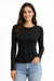 Cuddle Duds Women's Black Striped Long Sleeve Crew Neck Blouse |Cuddle Duds In Lebanon