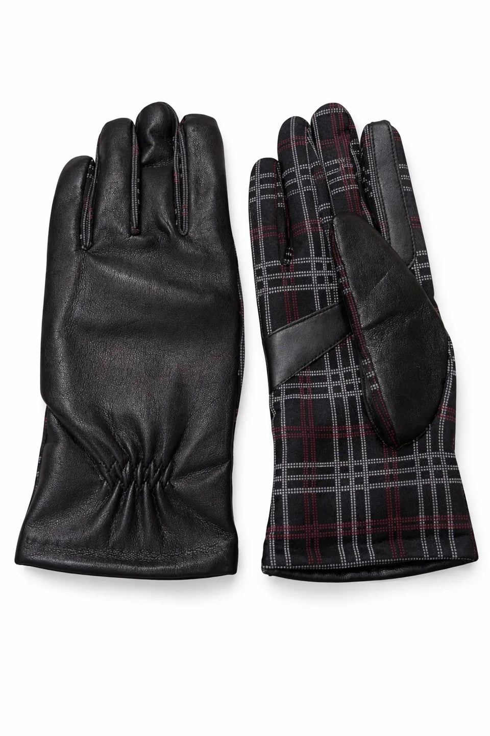 Isotoner Women's Black Leather Spandex Chevron Gloves | Isotoner In Lebanon