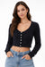 Planet Heart Women's Black Rhinestone-Button Fuzzy Eyelash Cardigan Sweatshirt | Planet Heart In Lebanon