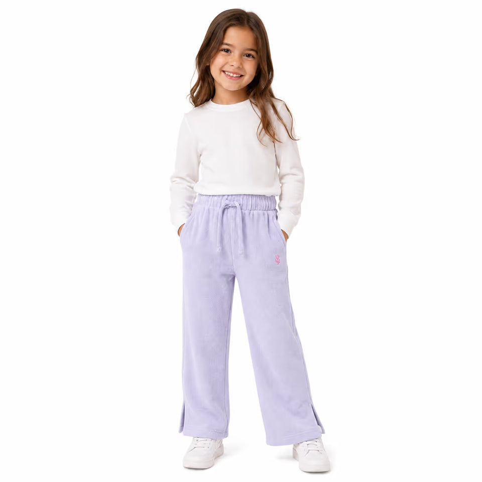 Zara Girl's Light Purple Elastic Waistband Wide Leg Pant | Zara In Lebanon