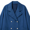 SD Women's Blue Double-Breasted Long Trench Coat | SD in Lebanon