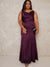 Chi Chi London Women's Dark Purple Plus Size Cowl Neck Satin Slip Maxi Dress | Chi Chi London In Lebanon