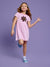 Sinsay Girl's Pink & White Striped Flower Sequin Dress