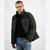 Club Room Men's Navy/Olive Green Quilted Full-Zip Puffer Jacket