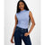 Madden Girl Women's Blue Ruched Mock-Neck Sleeveless Bodysuit