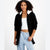 Madden Girl Women's Black Faux Shearling Lined Open-Front Hoodie Cardigan
