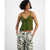 Self Esteem Women's Dark Green Fly-Away Lace Sleeveless Blouse