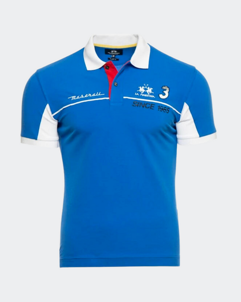 La Martina Polo Men's Blue T-Shirt NMPM37PK001 FA190(AA44) shr