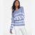 Lucky Brand Women's Blue Striped White Boat-Neck Sweater