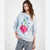 Rebellious One Women's Blue Opal Rose Bow Graphic Sweatshirt