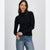 Hooked Up Women's Black Mock-Neck Rib-Knit Sweater