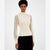 Madden Girl Women's Beige Ribbed Woven-Sleeve Mock-Neck Blouse