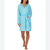 Cuddl Duds Women's Aqua Short Long-Sleeve Hooded Wrap Sleep Robe