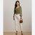 Lauren Ralph Lauren Women's Olive Green Smocked Long-Sleeve with Square Neckline Blouse
