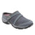 Navy slip-on shoe on a white background