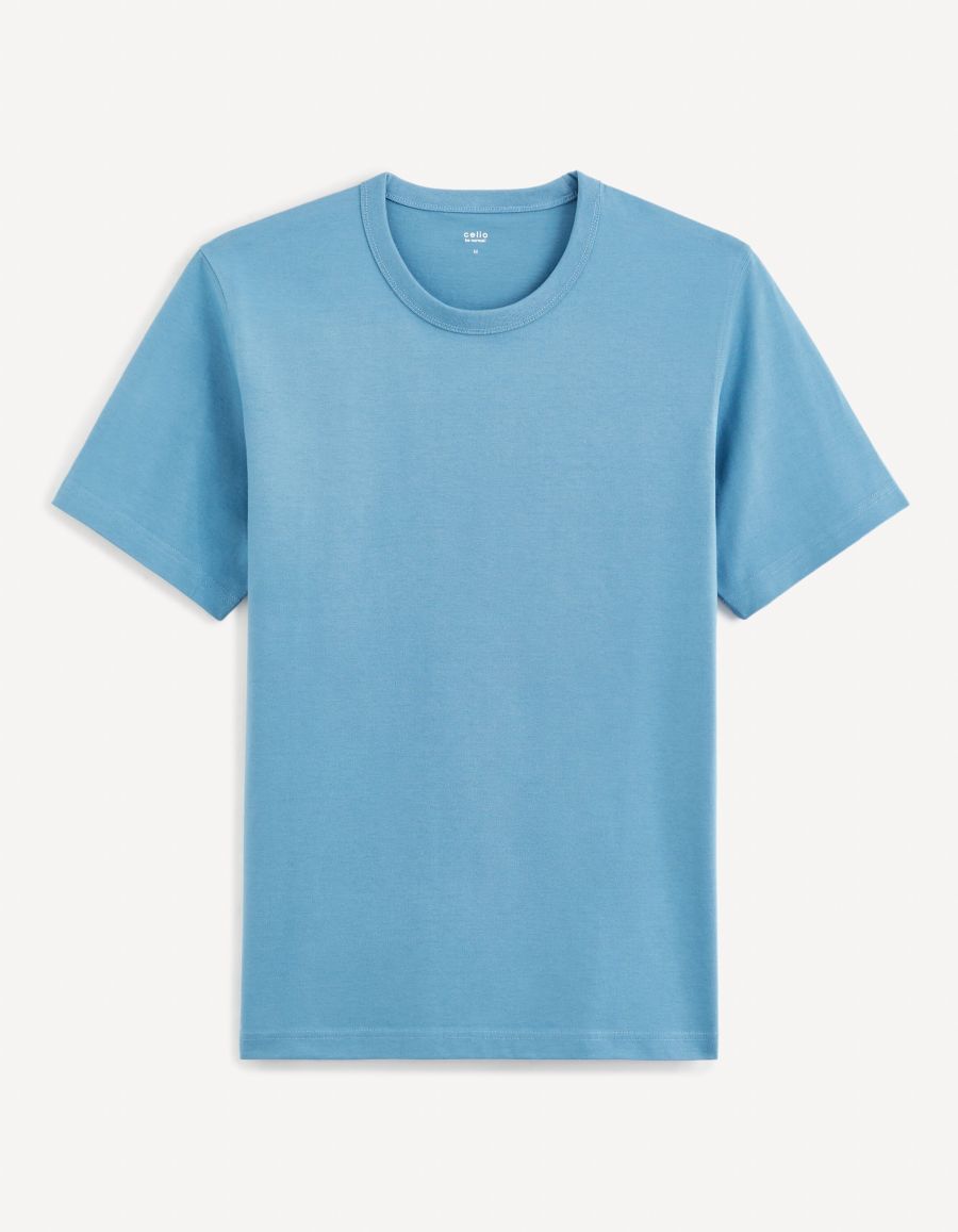 Celio Men's Blue Regular Crew Neck Cotton T-Shirt | Celio In Lebanon