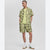 Mode Of One Men's Dark And Light Green Tropical Palm Print Short-Sleeve Button-Down Shirt