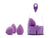 Two purple velour beauty blender sponges in a clear plastic holder with a lid.