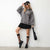 Sinsay Women's Dark Grey Color with an Embroidered San Antonio Print Ribbed Cuffs Hoodie