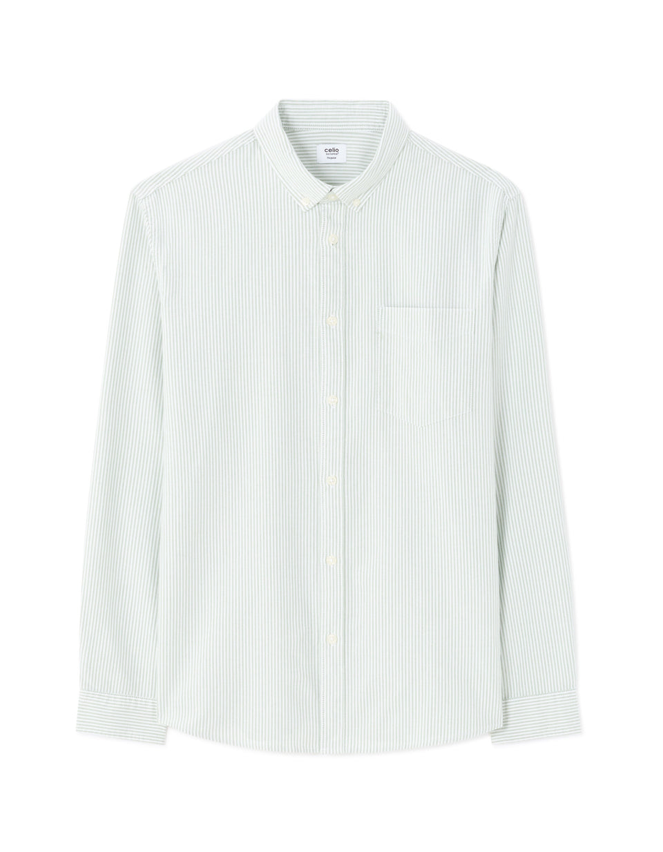 White button-up shirt with subtle pattern on a white background