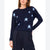 Vince Camuto Women's Navy Crewneck Star Print Sweater
