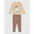Sinsay Baby Girl's Beige Ruffled Shoulders Sweatshirt with a Brown Leggings Set