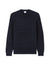 Navy blue striped sweater on a white background
